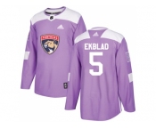 Men Adidas Florida Panthers #5 Aaron Ekblad Purple Authentic Fights Cancer Stitched NHL Jersey