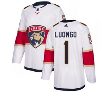 Men's Florida Panthers #1 Roberto Luongo White Road Stitched Hockey Jersey