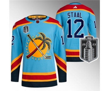 Men's Florida Panthers #12 Eric Staal Blue 2023 Stanley Cup Final Reverse Retro Stitched Jersey