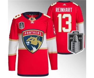 Men's Florida Panthers #13 Sam Reinhart Red 2023 Stanley Cup Final Stitched Jersey