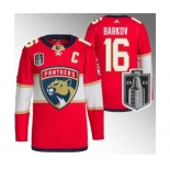 Men's Florida Panthers #16 Aleksander Barkov Red 2023 Stanley Cup Final Stitched Jersey