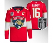 Men's Florida Panthers #16 Aleksander Barkov Red 2023 Stanley Cup Final Stitched Jersey