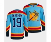 Men's Florida Panthers #19 Matthew Tkachuk Blue 2022 Reverse Retro Stitched Jersey