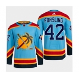 Men's Florida Panthers #42 Gustav Forsling Blue 2022-23 Reverse Retro Stitched Jersey