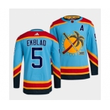 Men's Florida Panthers #5 Aaron Ekblad Blue 2022 Reverse Retro Stitched Jersey