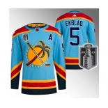 Men's Florida Panthers #5 Aaron Ekblad Blue 2023 Stanley Cup Final Reverse Retro Stitched Jersey