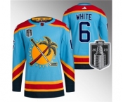 Men's Florida Panthers #6 Colin White Blue 2023 Stanley Cup Final Reverse Retro Stitched Jersey