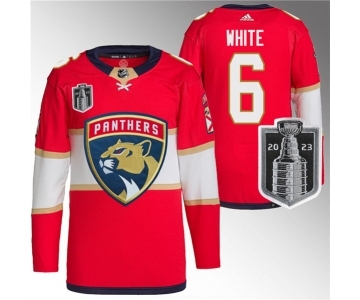 Men's Florida Panthers #6 Colin White Red 2023 Stanley Cup Final Stitched Jersey