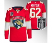 Men's Florida Panthers #62 Brandon Montour Red 2023 Stanley Cup Final Stitched Jersey