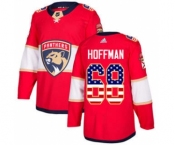 Men's Florida Panthers #68 Mike Hoffman Red Home USA Flag Stitched Hockey Jersey