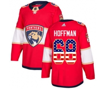 Men's Florida Panthers #68 Mike Hoffman Red Home USA Flag Stitched Hockey Jersey