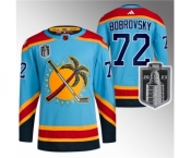 Men's Florida Panthers #72 Sergei Bobrovsky Blue 2023 Stanley Cup Final Reverse Retro Stitched Jersey