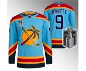 Men's Florida Panthers #9 Sam Bennett Blue 2023 Stanley Cup Final Reverse Retro Stitched Jersey