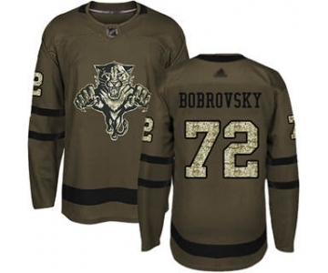 Men's Panthers #72 Sergei Bobrovsky Green Salute to Service Stitched Hockey Jersey