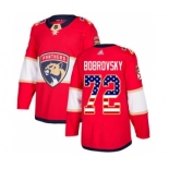 Men's Panthers #72 Sergei Bobrovsky Red Home USA Flag Stitched Hockey Jersey