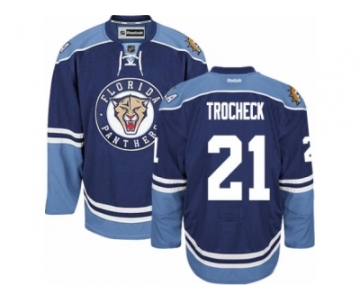 Men's Reebok Florida Panthers #21 Vincent Trocheck Authentic Navy Blue Third NHL Jersey