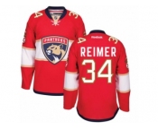 Men's Reebok Florida Panthers #34 James Reimer Authentic Red Home NHL New Jersey