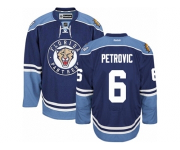 Men's Reebok Florida Panthers #6 Alex Petrovic Authentic Navy Blue Third NHL Jersey