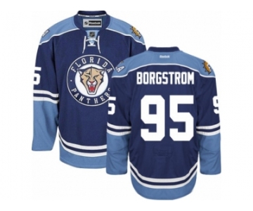 Men's Reebok Florida Panthers #95 Henrik Borgstrom Authentic Navy Blue Third NHL Jersey