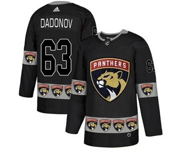 Panthers #63 Evgenii Dadonov Black Team Logo Fashion Stitched Hockey Jersey