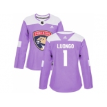 Women Adidas Florida Panthers #1 Roberto Luongo Purple Authentic Fights Cancer Stitched NHL Jersey