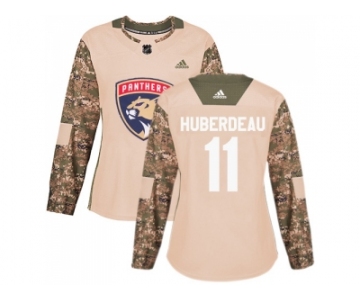 Women Adidas Florida Panthers #11 Jonathan Huberdeau Camo Authentic 2017 Veterans Day Stitched NHL Jersey