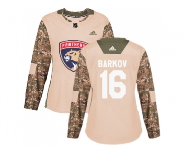 Women Adidas Florida Panthers #16 Aleksander Barkov Camo Authentic 2017 Veterans Day Stitched NHL Jersey