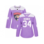 Women Adidas Florida Panthers #34 James Reimer Purple Authentic Fights Cancer Stitched NHL Jersey