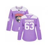 Women Adidas Florida Panthers #63 Evgenii Dadonov Purple Authentic Fights Cancer Stitched NHL Jersey