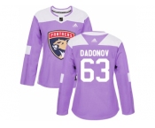 Women Adidas Florida Panthers #63 Evgenii Dadonov Purple Authentic Fights Cancer Stitched NHL Jersey