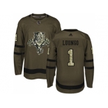 Youth Adidas Florida Panthers #1 Roberto Luongo Green Salute to Service Stitched NHL Jersey