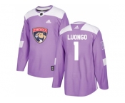 Youth Adidas Florida Panthers #1 Roberto Luongo Purple Authentic Fights Cancer Stitched NHL Jersey