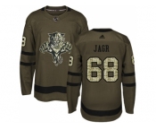 Youth Adidas Florida Panthers #68 Jaromir Jagr Green Salute to Service Stitched NHL Jersey