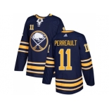 Men Adidas Buffalo Sabres #11 Gilbert Perreault Navy Blue Home Authentic Stitched NHL Jersey