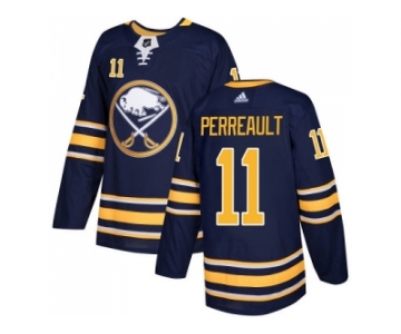 Men Adidas Buffalo Sabres #11 Gilbert Perreault Navy Blue Home Authentic Stitched NHL Jersey