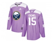 Men Adidas Buffalo Sabres #15 Jack Eichel Purple Authentic Fights Cancer Stitched NHL Jersey