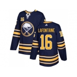 Men Adidas Buffalo Sabres #16 Pat Lafontaine Navy Blue Home Authentic Stitched NHL Jersey