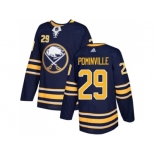 Men Adidas Buffalo Sabres #29 Jason Pominville Navy Blue Home Authentic Stitched NHL Jersey