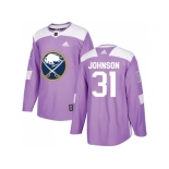 Men Adidas Buffalo Sabres #31 Chad Johnson Purple Authentic Fights Cancer Stitched NHL Jersey