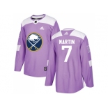 Men Adidas Buffalo Sabres #7 Rick Martin Purple Authentic Fights Cancer Stitched NHL Jersey