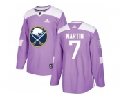 Men Adidas Buffalo Sabres #7 Rick Martin Purple Authentic Fights Cancer Stitched NHL Jersey