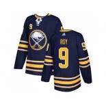 Men Adidas Buffalo Sabres #9 Derek Roy Navy Blue Home Authentic Stitched NHL Jersey