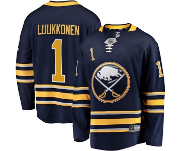 Men's Adidas Buffalo Sabres #1 Luukkonen Authentic Navy Blue Home NHL Jersey