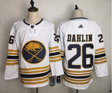 Men's Adidas Buffalo Sabres #26 Rasmus Dahlin Authentic White 50th anniversary  NHL Jersey