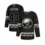 Men's Adidas Buffalo Sabres #40 Carter Hutton Authentic Black Team Logo Fashion NHL Jersey