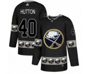 Men's Adidas Buffalo Sabres #40 Carter Hutton Authentic Black Team Logo Fashion NHL Jersey