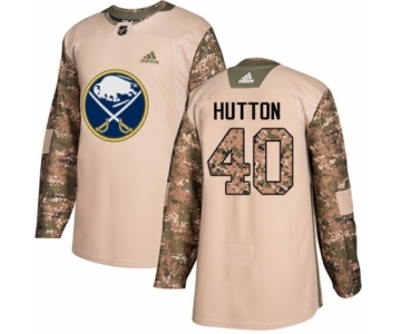 Men's Adidas Buffalo Sabres #40 Carter Hutton Authentic Camo Veterans Day Practice NHL Jersey