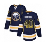 Men's Adidas Buffalo Sabres #40 Carter Hutton Authentic Navy Blue Drift Fashion NHL Jersey