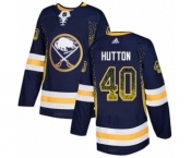 Men's Adidas Buffalo Sabres #40 Carter Hutton Authentic Navy Blue Drift Fashion NHL Jersey