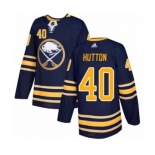 Men's Adidas Buffalo Sabres #40 Carter Hutton Authentic Navy Blue Home NHL Jersey